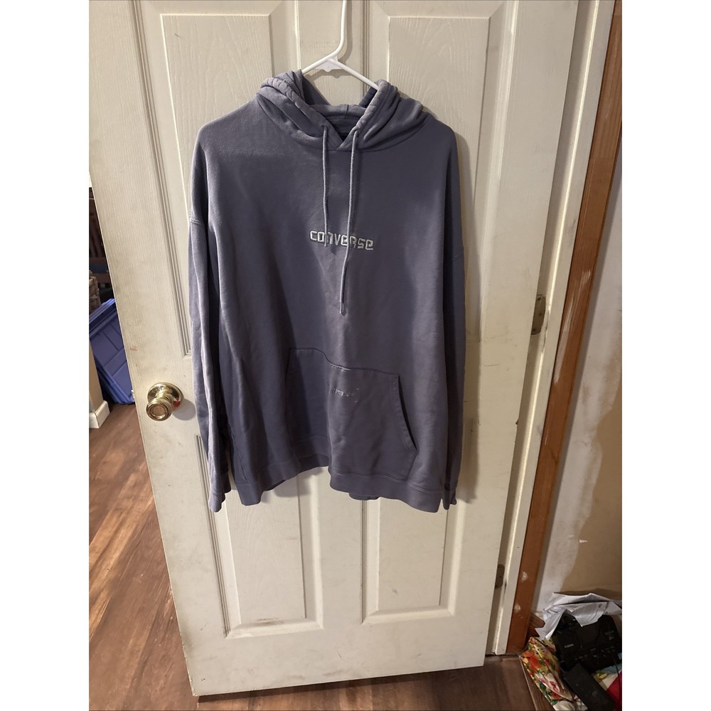 Converse Mens Pullover Logo Hoodie Relaxed Front Pocket Black 2XL Heavyweight